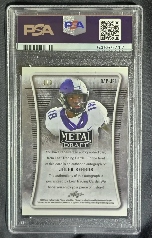 2020 Leaf Metal Draft Jalen Reagor Orange Mojo # 1/3 Auto RC PSA 10 # BAP-JR1 - Image 3 of 3