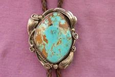 Vintage Beautiful Handmade Turquoise Sterling Silver Native American Bolo Tie