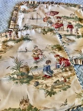 French Country Pillow Covers Toile Beach Zippered Square 15.5" x 15.5" Set of 2