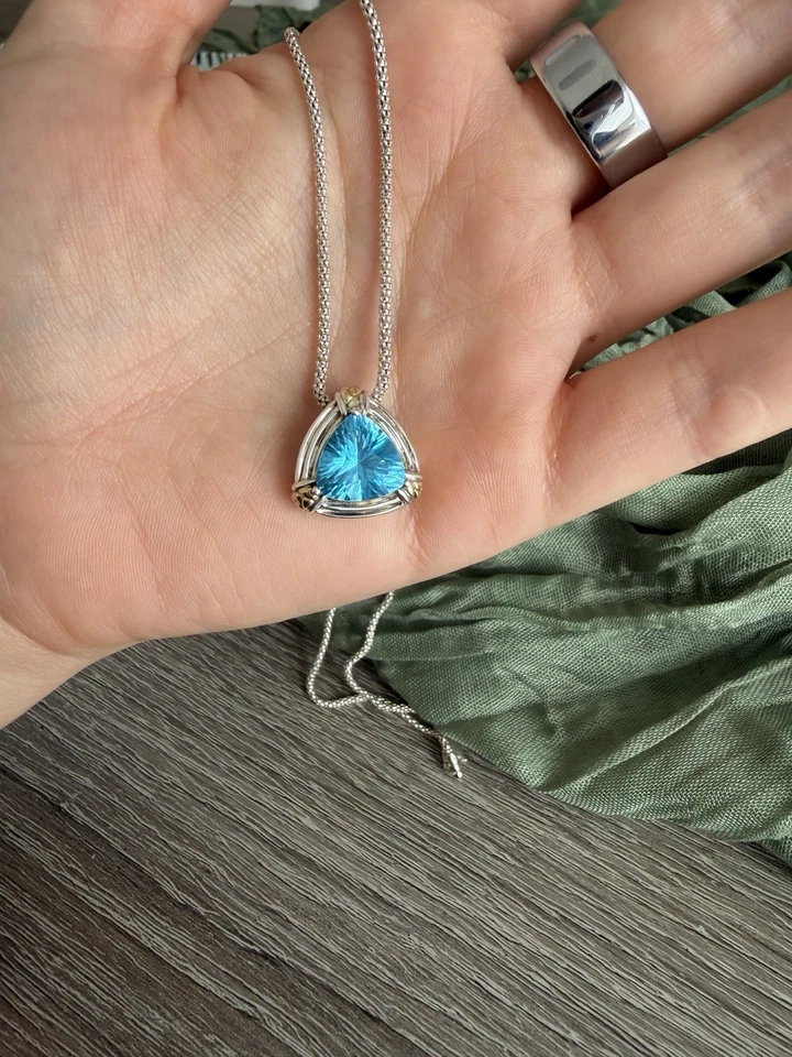 Collar Lorenzo Topacio Azul Plata de Ley Oro 18 quilates Foto 2 de 4