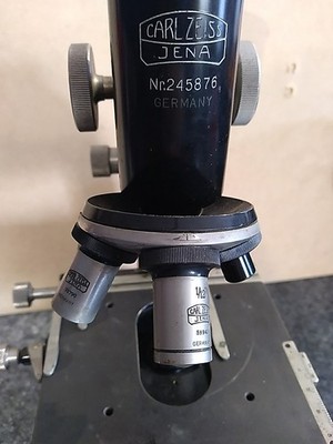 Antique Carl Zeiss Jena No. 245876 microscope and original box