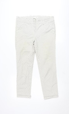 LFT Damen beige geometrisches Stretch Chino Hose Größe 12 schmale Passform