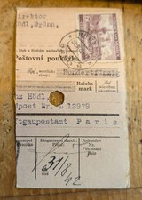 1942 Postal money order Stamp Voucher Bohemia and Moravia