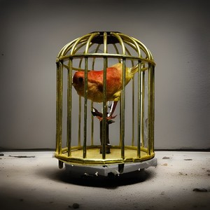 Vintage Antique Bird Caged Canary Wind Chime Garden Decor Hanging Ornament 12"