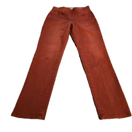 Soft Surroundings Womens Small Rust Red Straight Leg Jeans Pants Pull On Stretch - Picture 11 of 11