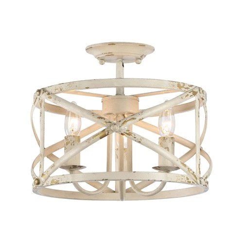 Golden Lighting 0890-SF Alcott 3 Light 14"W Semi-Flush Ceiling - Off White - Picture 1 of 4