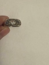 Sterling Silver Tapered Openwork Scrolled Domed Band Ring SZ 7.5 SIGNED