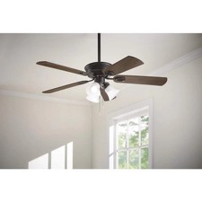 Hampton Bay 52in Indoor Ceiling Fan Matte Black /Dark Gray Walnut Blades