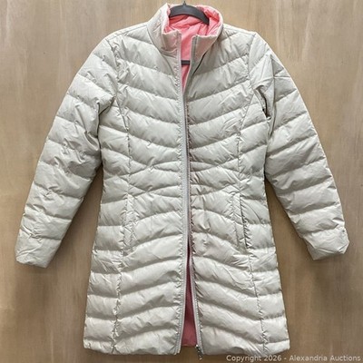 The North Face 550 Women's Silver Gray Long Puffer Down Coat Winter Jacket
