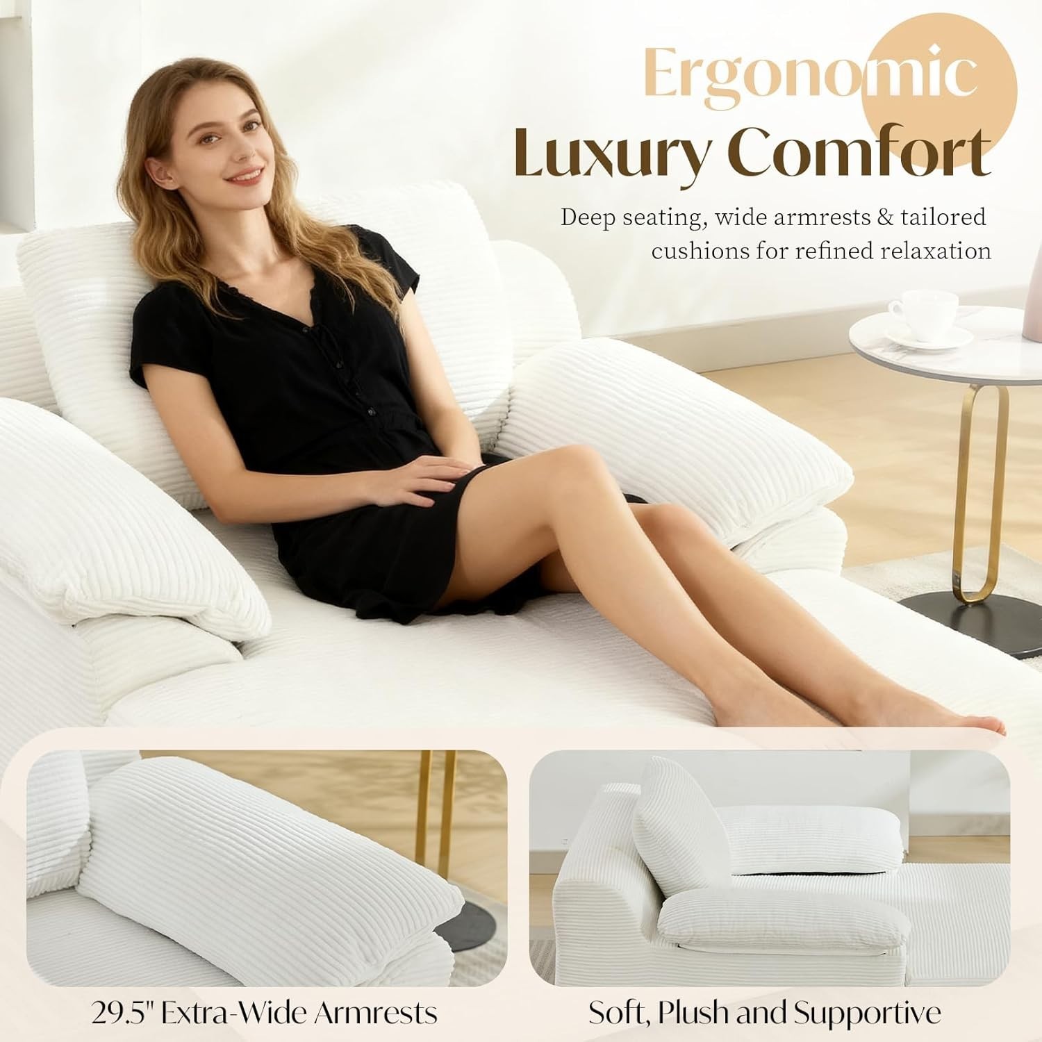 Oversized Chaise Lounge Chair Upholstered Sleeper Sofa Bed No Assembly Required