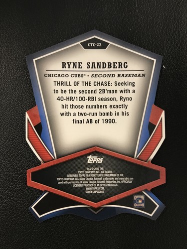 2013 Topps #CTC-22 Ryne Sandberg Chicago Cubs Cut to the Chase - Bild 2 von 2