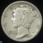 1918 Mercury Dime - Fine+/Very Fine Details