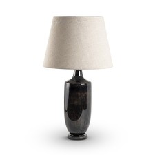 Lamp Large Black Brown Wash Enamel LivingRoom Bedroom Bedside Metal Fabric Shade