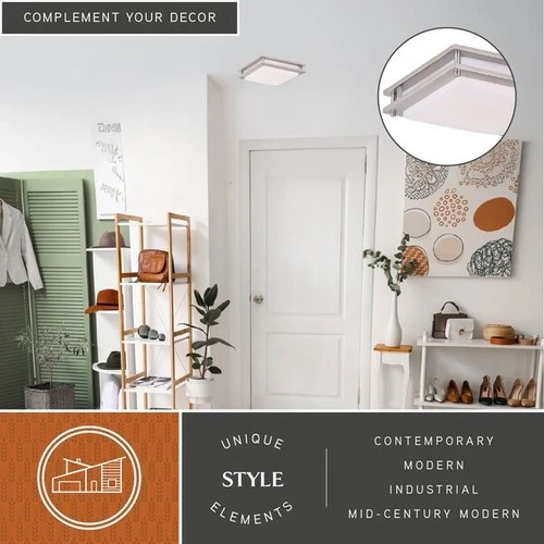 VAXCEL C0152 Horizon 12-in W LED Satin Nickel Flush Mount Ceiling Light Fixture - Picture 5 of 9