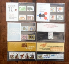 GB 1977 PRESENTATION PACKS COLLECTION OF 6  PACKS COMMEMORATIVE STAMPS MINT SETS
