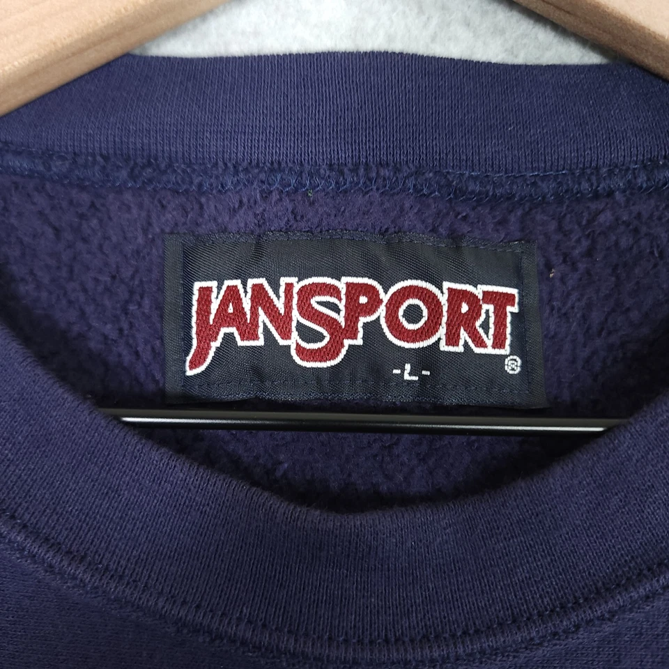 复古巴黎圣母院运动衫男式大号蓝色 90 年代圆领 Jansport 美国制造 — 第 4/4 张图片