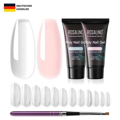 Poly Nagel Gel Starter Set - 30ml Transparent Rosa & Klar - Ideal für Anfänger