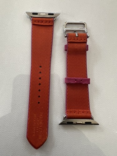 Apple Watch Hermès - Cinturino 41mm Arancione/Rosa Messico Twill Jump Singolo Tour. - Foto 12 di 16