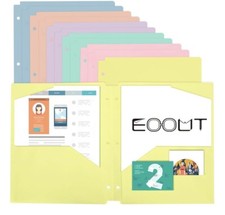 12 Pack Folders with Pockets 3 Hole Punched 2 Pocket Folders Heavy Duty Folde...