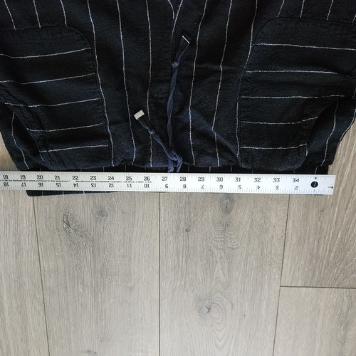 Time & Tru Linen Blend Shorts Women's L 12 14 Black White Stripe Pull On 34 x 3 - Picture 4 of 12