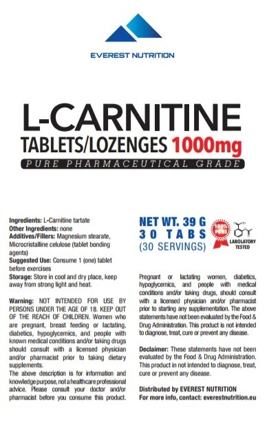 L-Carnitine Carnitine comprimés / pastilles 1000 mg qualité pharmaceutique pure - Photo 2/4