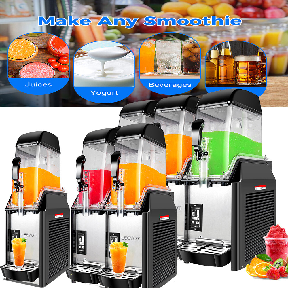 LEEVOT Slush Machine Commercial Frozen Margarita Drink Slushie Maker 1-3 Tanks