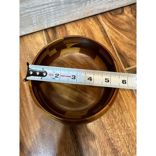 Acacia Dansk 3 piezas cuencos de anidación charTeak madera mediados de siglo a cuadros hechos a mano  - Imagen 7 de 13