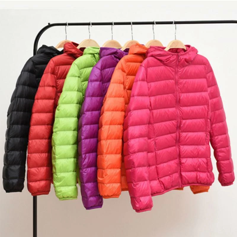 Ultra-light Thin Down Jacket Women Autumn Winter Slim Short Hooded Warm Coat