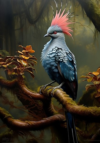 Wildtaube, Dschungeldruckdekor, Wandkunstdekor, tropischer Wildvogeldruck - Bild 1 von 4