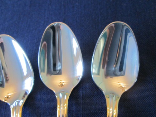 SET 4 COFFEE SPOONS! Vintage CROWN CUTLERY SOLINGEN stainless LAURA GOLD pat EXC - Picture 5 of 6