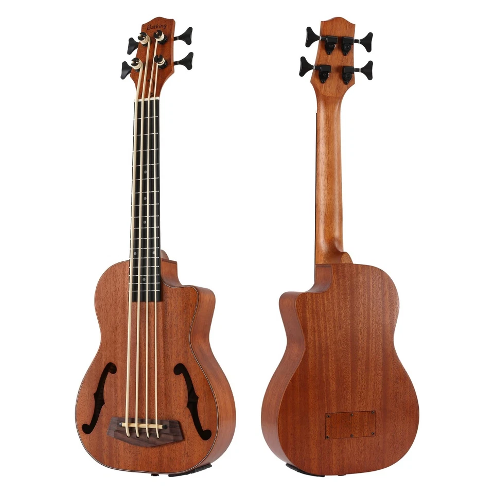 Bass Ukulele UBass Baritone 30 Inch Mahogany F-Holes Cutaway Style W/EQ Gig Bag - Image 2 of 4