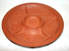 VTG 1980 Gourmet Topf Terracotta Clay Veggie Chip and Dip Platter Divided 11"