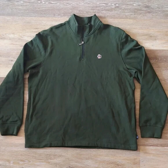 Ted Baker 1/4 Zip Pullover Sweater 100% Cotton Green Size 5 Ted Baker 1/4 Zip Pullover Sweater 100% Cotton Green Size 5