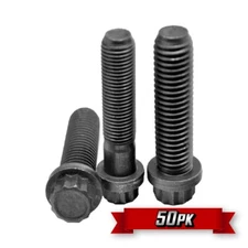 12-Point Flange Screw, 1/4"-20 Thread, 5/8" Length, Black Oxide {50pk}