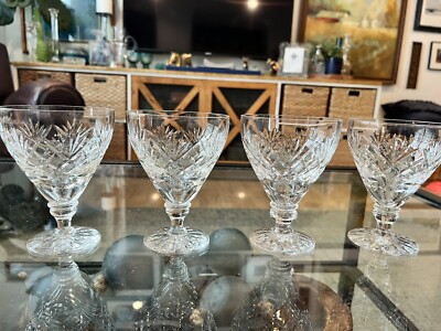 Set Of  4 Webb Corbett Crystal Cut Glass Georgian Pattern Water Goblets, 4 1/2 