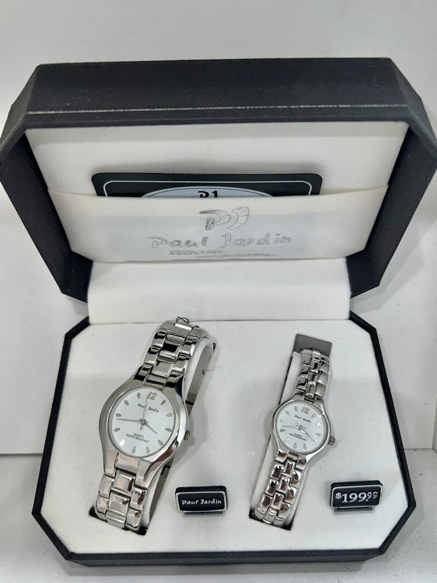 PAUL JARDIN STAINLESS COUPLE SET, QUARTZ, WATER RESISTANT, HIS & HERS WATCH  SET