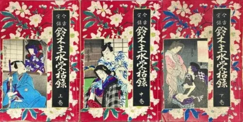 Yoshiiku Ochiai Japan Woodblock Print Cover Novel Books Katana Asian Lady Kimono
