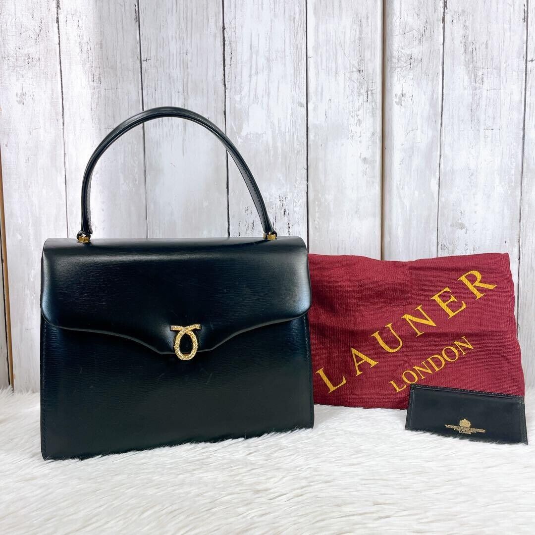 Launer London Bag Handbag Black Leather Small 19x23.5cm USED Launer London Bag Handbag Black Leather Small 19x23.5cm USED