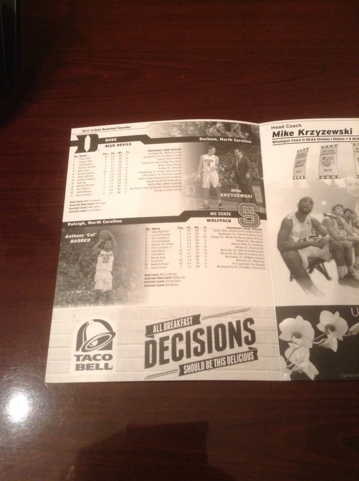 Duke Blue Devils Men's Basketball 2015-2016 Coach K Program - Image 2 of 4