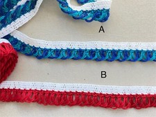 5 Yards/2 Pieces Multicolor Crocheted Fringe Trims for Sewing/Crafts/3/4" Wide