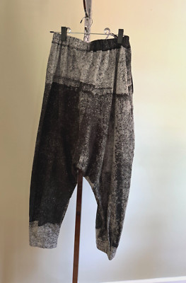MOYURU NWT Charcoal White Cotton Harem Pants Pockets Oversize M