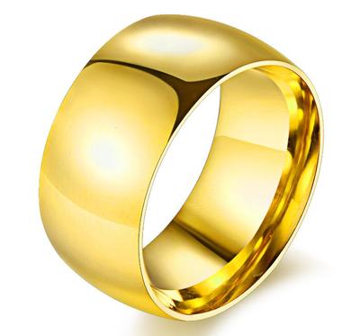 Men's Stainless Steel 316L Gold Comfort Fit Plain Wedding Ring & Band 11mm