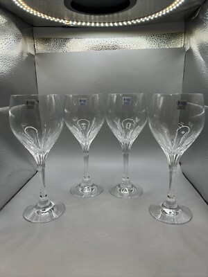 VTG 4 SCHOTT Cristal STARBURST Crystal BORDEAUX Wine Glasses W/box