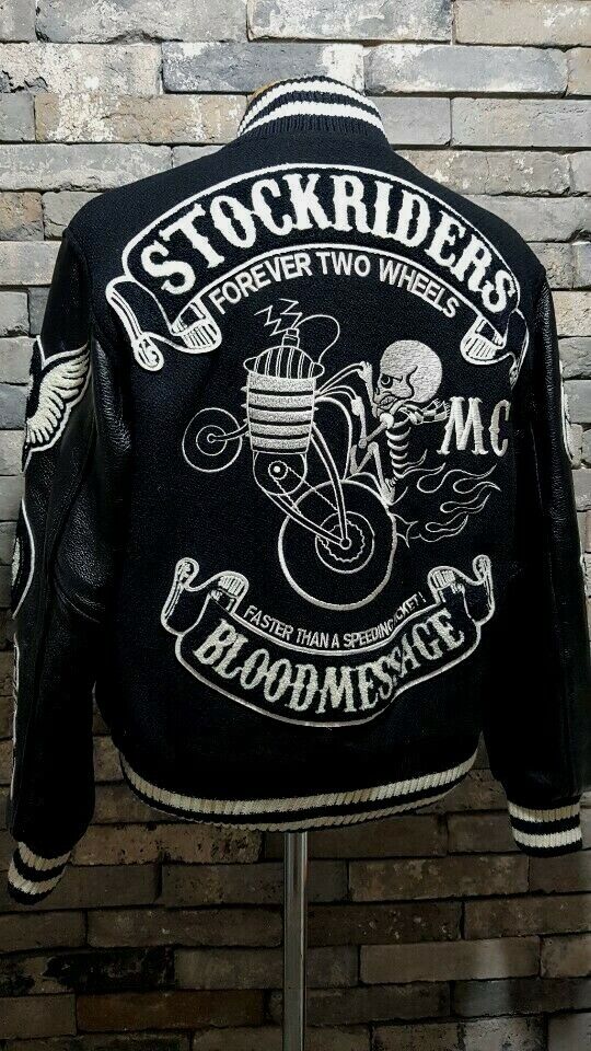Super rare! blood message stock riders varsity jacket wool+ Super rare! blood message stock riders varsity jacket wool+