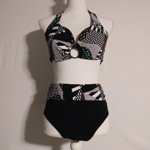 Silver-By-Gottex-Bikini-Size-12-Black-White-multicolored