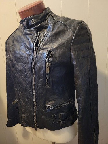 Ralph Lauren Polo Giacca da Moto in Pelle di Mucca Nera Donna XL Rara - Foto 2 di 9