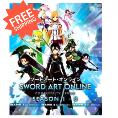Anime DVD: Sword Art Online Season 1 2 3 (Vol. 1-96 End) Complete English Dubbed