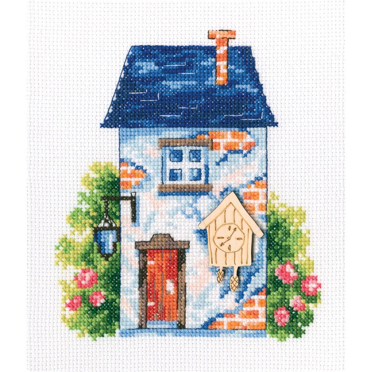 RTO counted Cross Stitch Kit with plywood form ""My sweet home"" MBE9009, 12,5x15