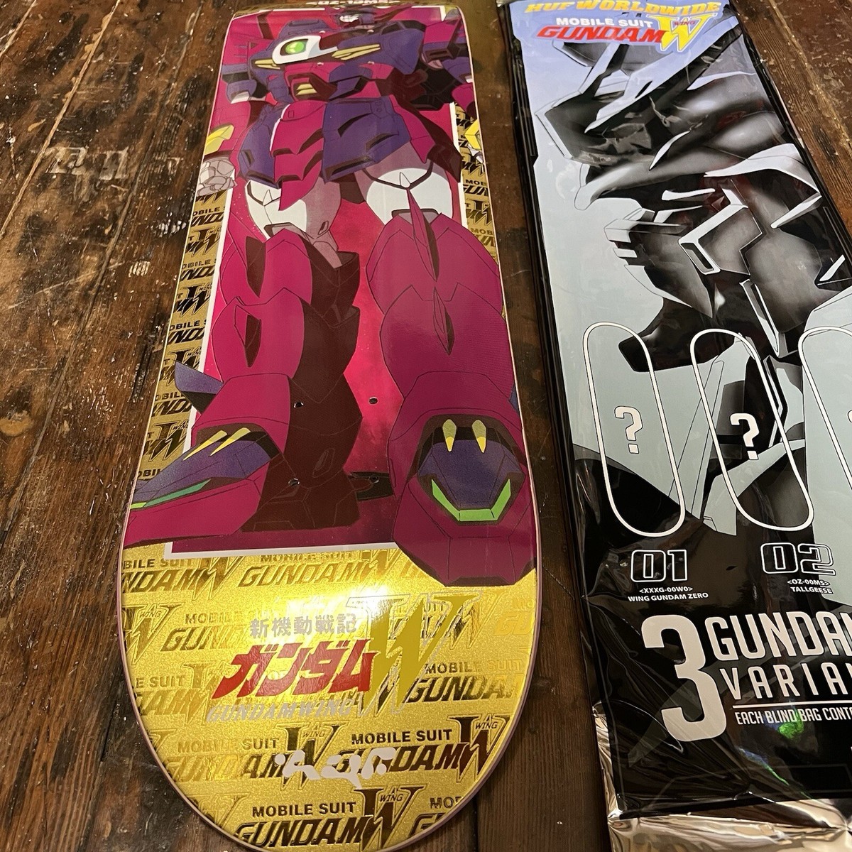 HUF X GUNDAM WING MOBILE BLIND BAG SKATEBOARD DECK GOLD EPYON ONLY