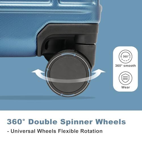 Luggage 4 Piece Sets, ABS PC Suitcases with Spinner Wheels, Hard Shell Blue - Foto 4 di 6